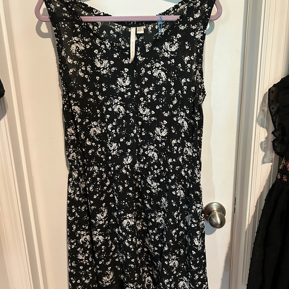 LC Lauren Conrad Black and White Floral Romper